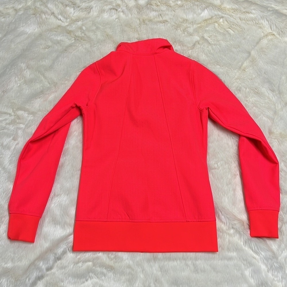 The North Face Womens Neon Pink Full Zip Funnel Neck Track Jacket Textured Logo‎ - Picture 4 of 4